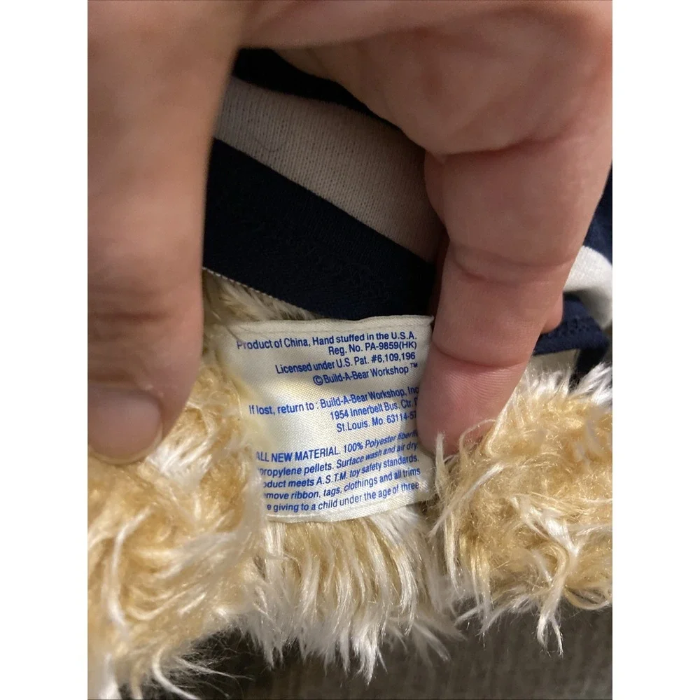 Build A Bear Cream Colored Bear With Blue And White Shirt and Centennial 17 🧸